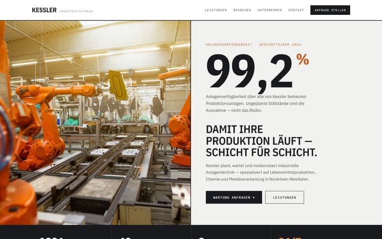 Konzeptstudie Kessler Industrietechnik — Firmenwebsite, gebaut mit WebsiteSprint