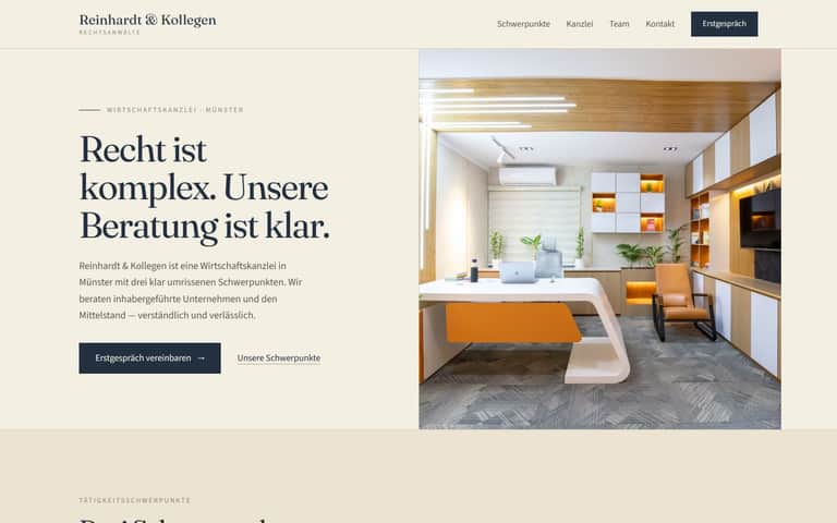 Konzeptstudie Reinhardt & Kollegen — Firmenwebsite, gebaut mit WebsiteSprint
